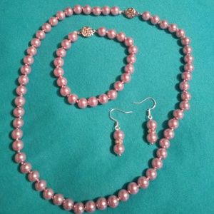 New  Lavender shell pearl necklace set